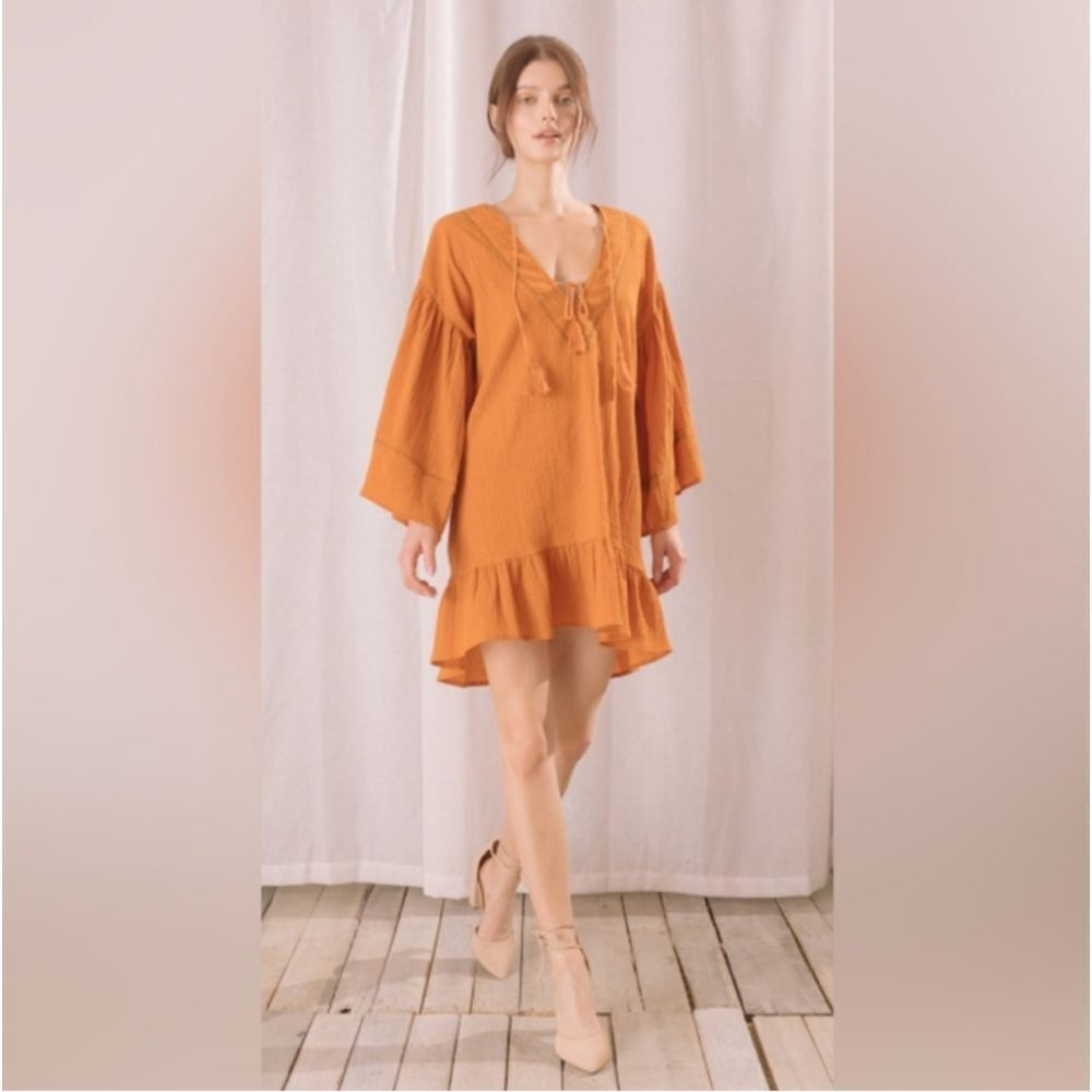 Storia Oversized Bohemian Tunic Mini Dress Size Small - Picture 3 of 15